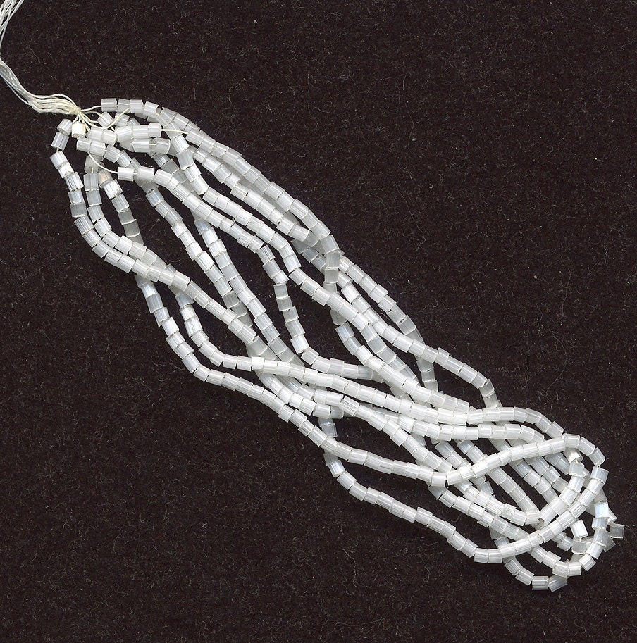 Vintage White Seed Beads - 40 in. Cut Satin Beads