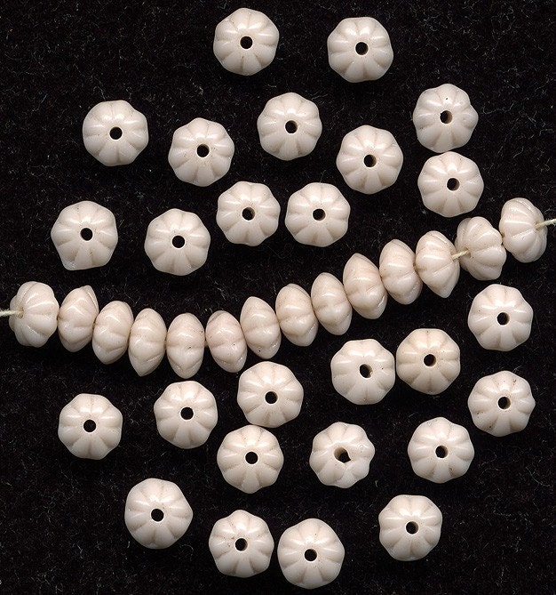 Vintage Pink Beads 5mm Pale Opaque Flower Rondelle Spacers