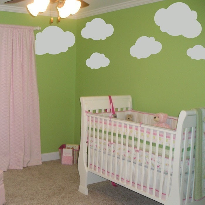 BIG Fluffy Clouds - Cloud Decals - Set of Six - Wall Decals - Your Choice of Color