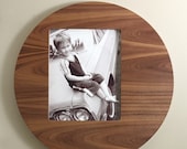 Round Mid Century Modern picture frame wood 8x10 walnut veneer
