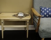 Mid century modern coffee table, end table, wood, solid birch, custom options