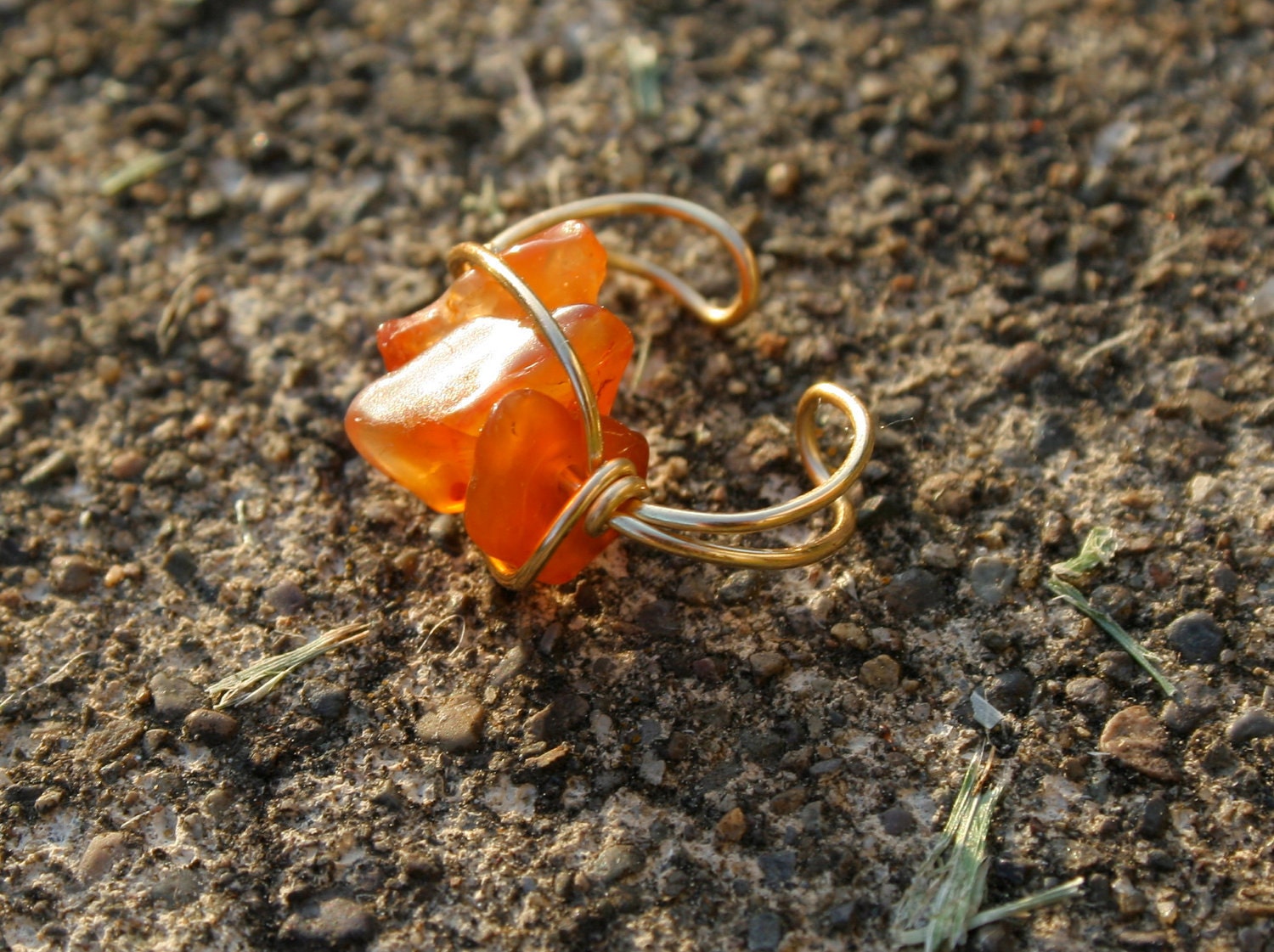 Carnelian Gold Wire Wrapped Ear Cuff