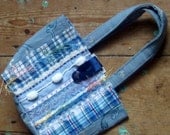 OOAK Hand bag from recycled sample fabrics in Pale Denim