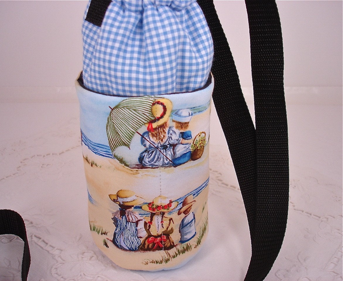Insulated Water Bottle, Soft Drink or Cup Carrier, Small in Children by the Sea Shore