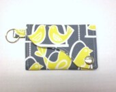 Tri-fold Credit Card / Business Card Holder/ Keyfob  made w/Designer Fabric  Bird Swing