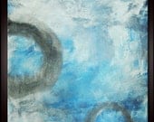 SALE - Large Mixed Media Blue Abstract Original Painting by Andrada - 30x30