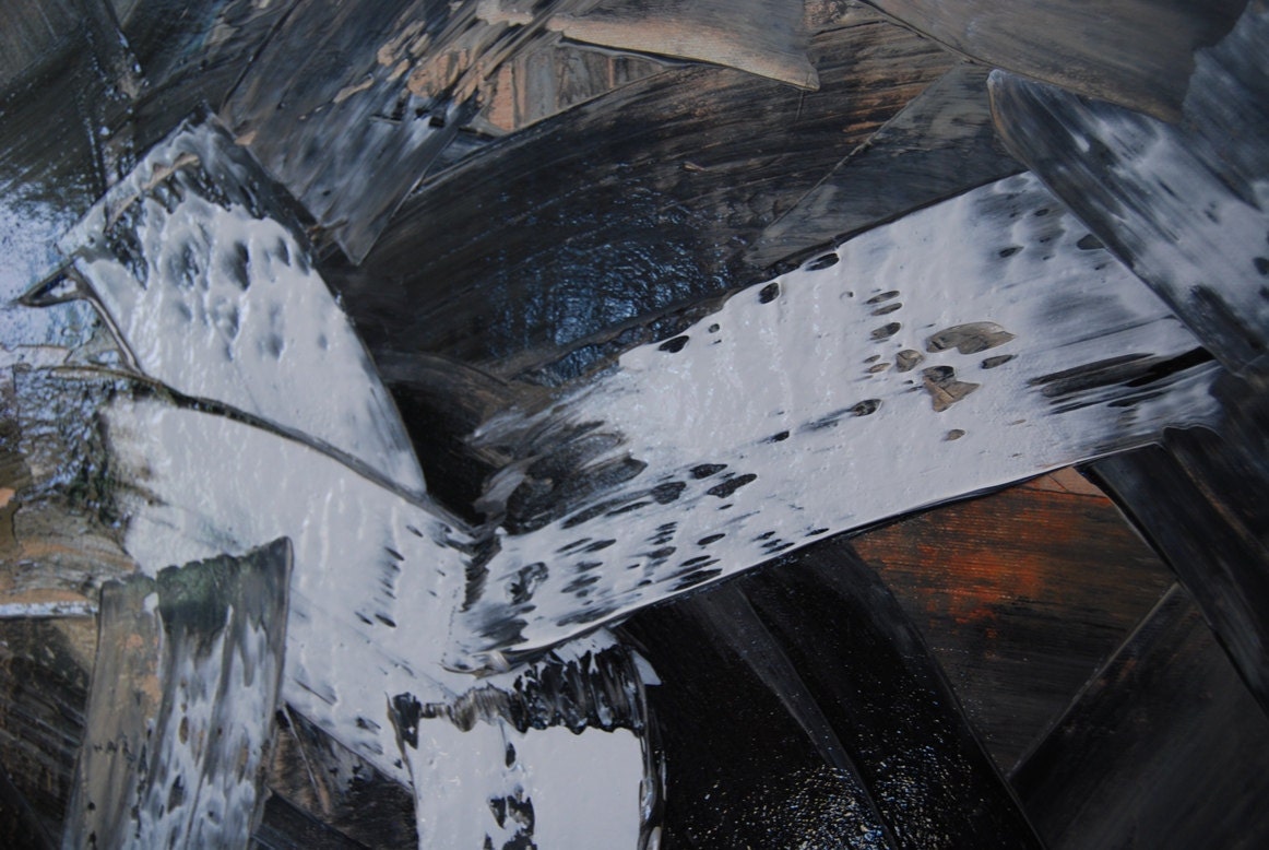 Large Black and White Abstract - 60x60 -5 feet - Original Painting by Andrada