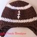 POPULAR Crochet Baby Hats, Baby Boy Hats, Football Earflap Hat, Photography Prop, Newborn to 3 Months, Brown Hat - Photographer Prop