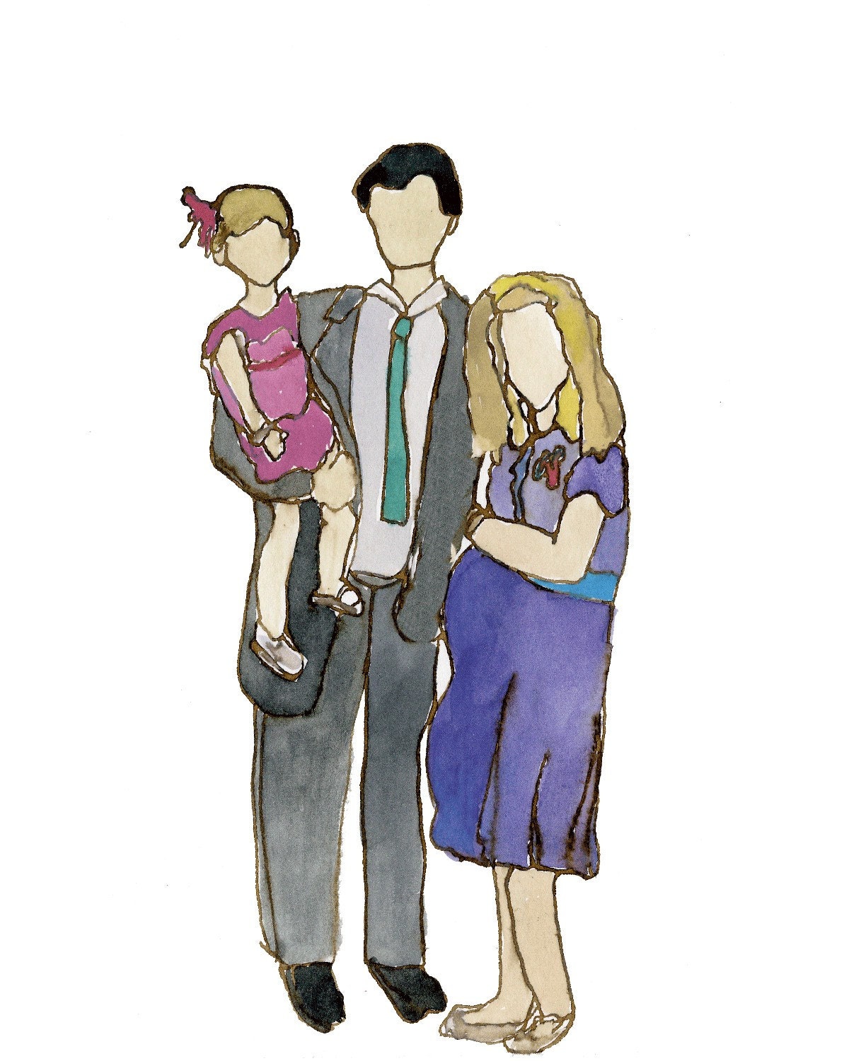 Examples of personalized watercolor portrait