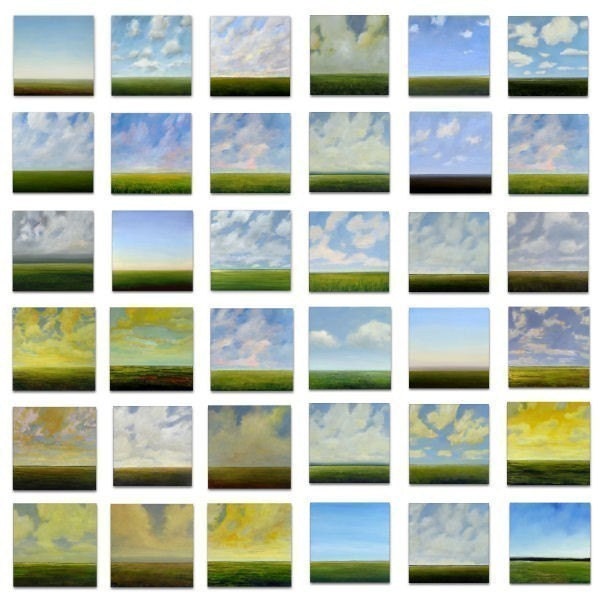 Original Oil Painting Custom Modern Abstract Sky Cloud Field LANDSCAPE ART by J Shears