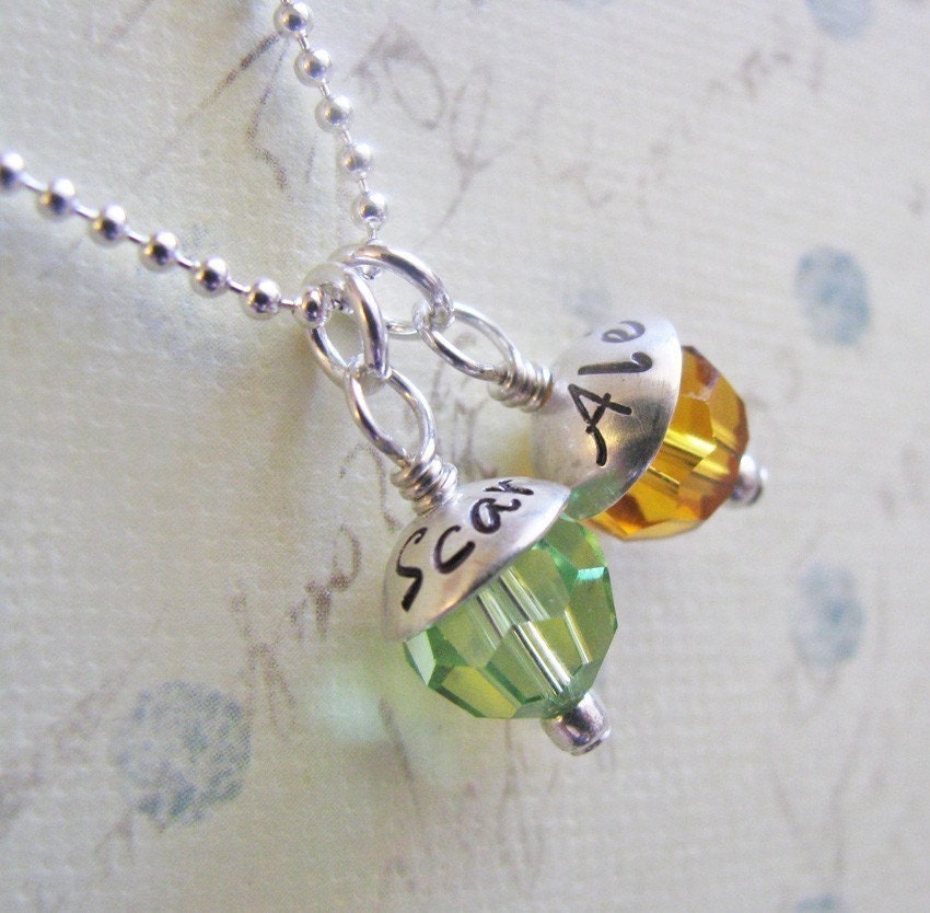 personalized sterling capped birthstone necklace