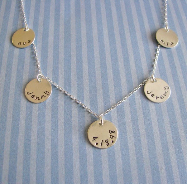custom silver 5 charm necklace