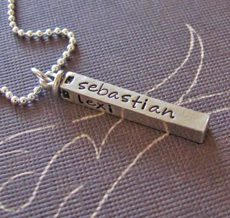 custom sterling silver swivel bar necklace - customize all 4 sides