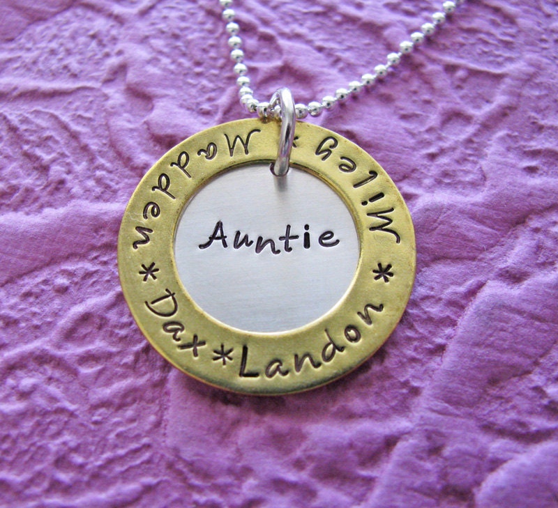 spinner family necklace - hand stamped and customized with your names
