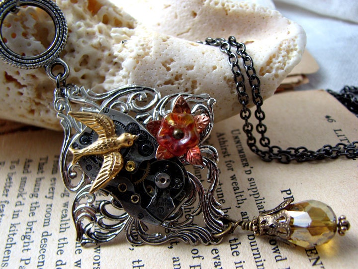 Pendulum of Time  Steampunk Watch Movement Pendant Necklace