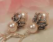 Earrings - Sterling Silver & White Swarovski Pearls - Brides, Weddings, Bridesmaids - The Chantilly Earrings