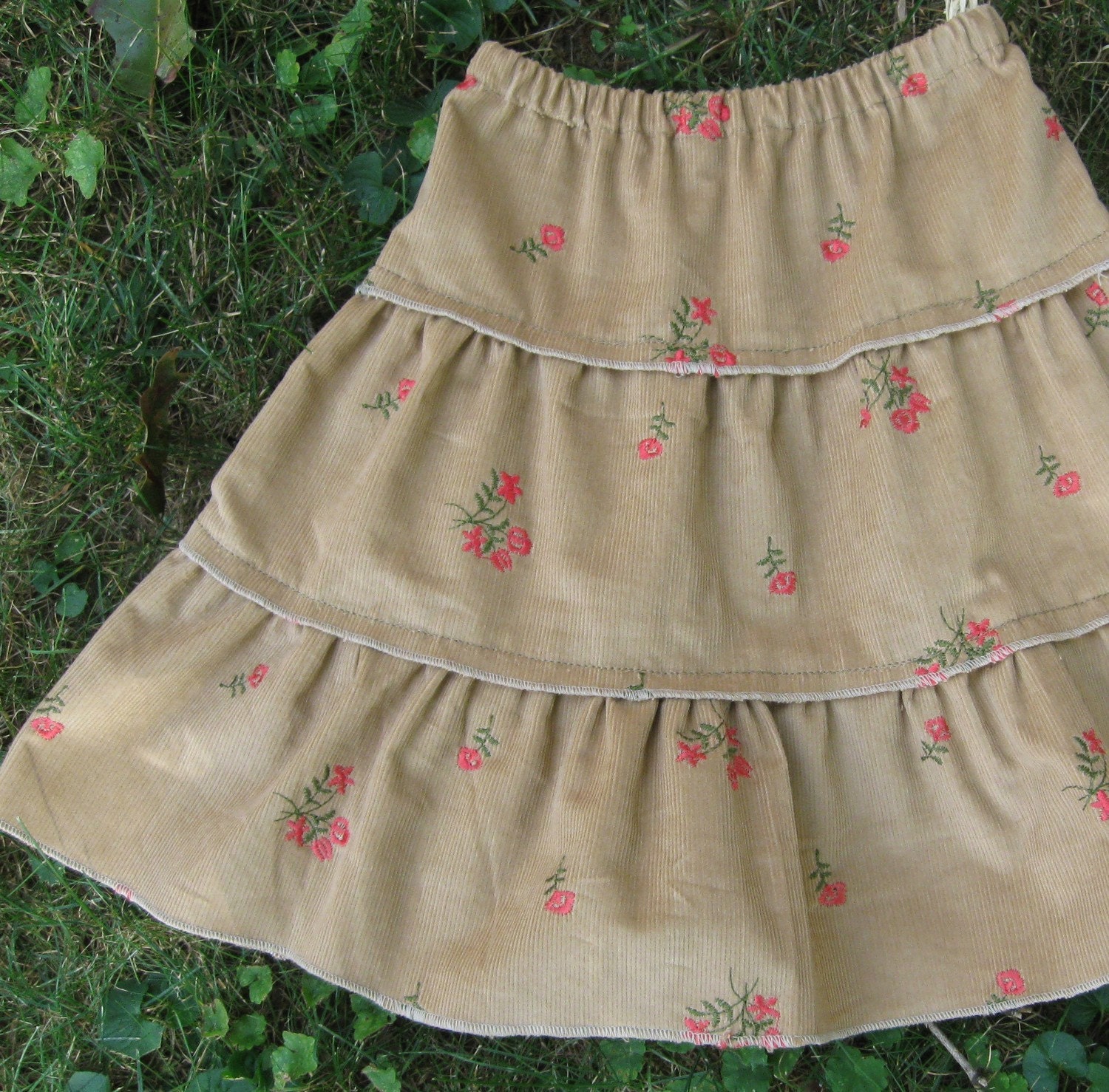 Girls' Fun Skirt -- Embroidered Flower