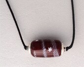 Lamp Work Glass Bead in Deep Ruby Red With White Latticcino By KateDW