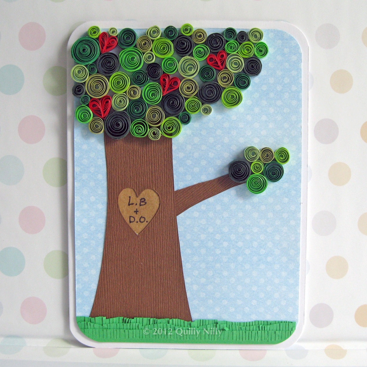 Paper Quilling Love Tree Card, Customizable