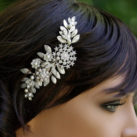 Bridal Hair Comb Leaves Headpiece Vintage Wedding Comb Rhinestone Wedding Hair Accessories Leaves Headpiece IVY