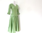 1940s Silk Dress Evening Dress Cocktail Dress 40s Dress XS XS Green Prom Dress