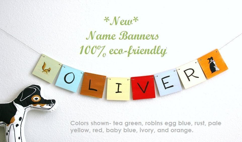 Personalized Wooden Name Banner with 8 Letters, baby and kids art, alphabet, nursery decorations custom name plaque