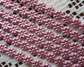 6 Strips Pink Foil Dresden Floral Trim From Germany