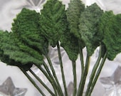 Millinery Leaves 24 Tiny Green Velvet Fabric