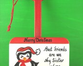 Personalized penguin shovel ornament