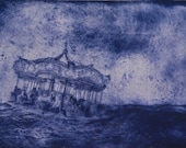 Like Swimming Horses, drypoint engraving with Chine-collé