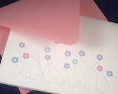 Stitched Flowers - Print at Home - Stationery, Note Cards, Mini Folder and Gift Tags - pdf templates