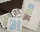 Printable - Stationery, Labels and Gift Tags - BIRDS in SQUARES - pdf templates