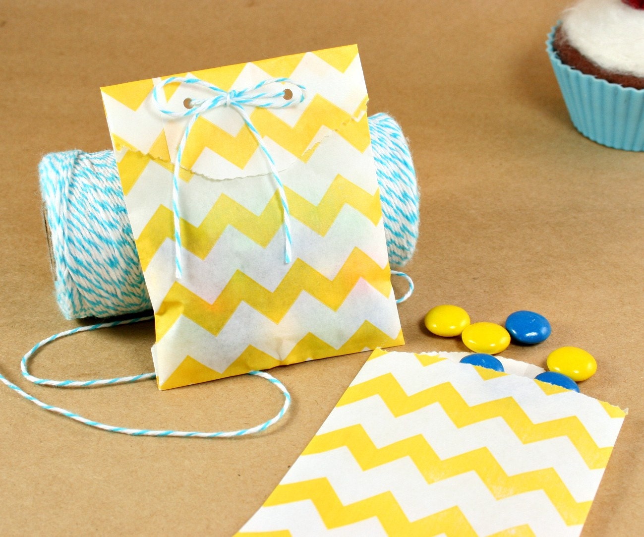 Black Chevron Striped little Bitty Bags - set of 20 - food safe - favors, treats, packaging