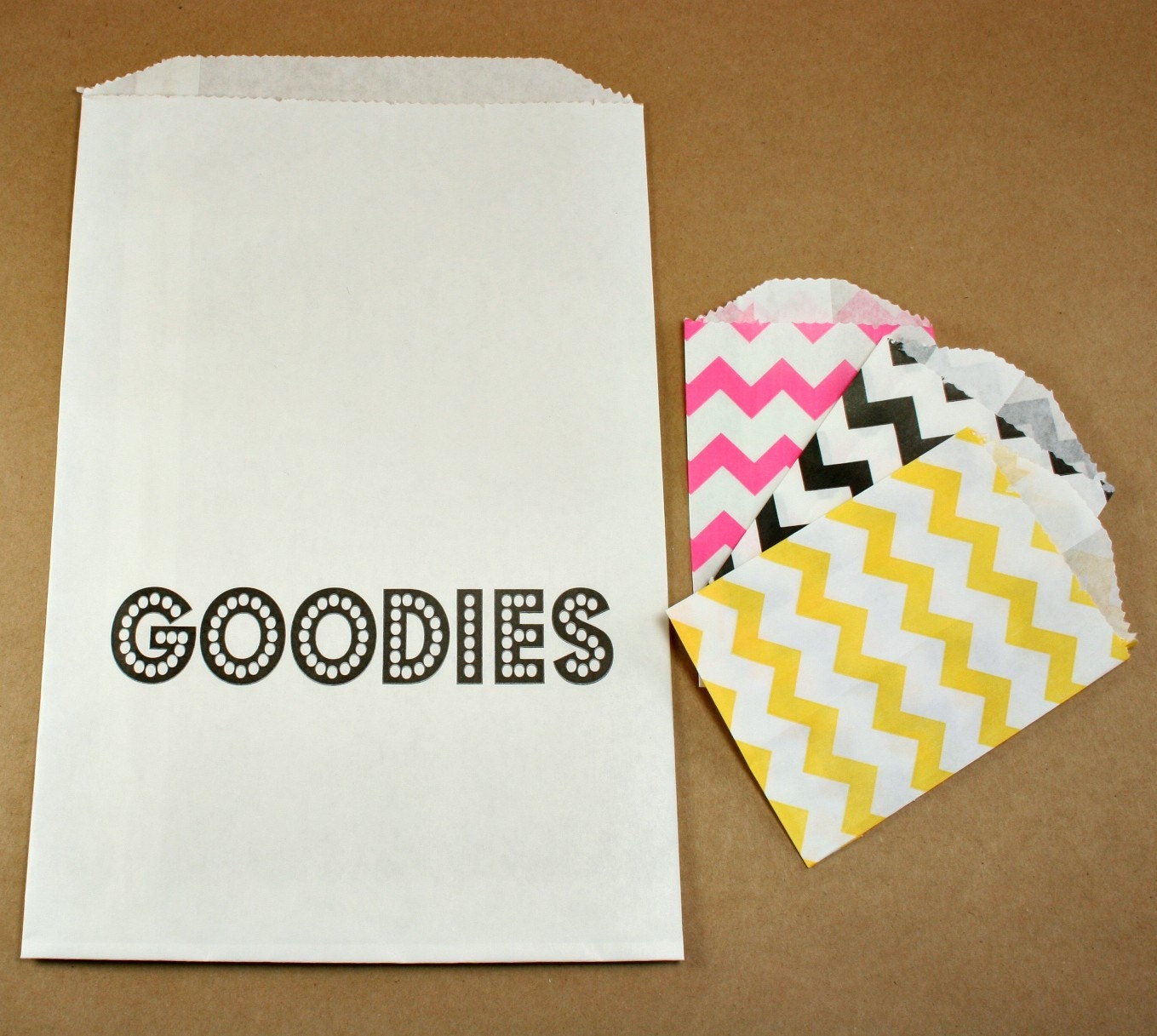 Black Chevron Striped little Bitty Bags - set of 20 - food safe - favors, treats, packaging