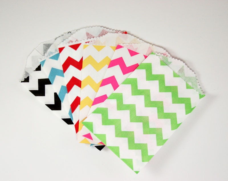 Black Chevron Striped little Bitty Bags - set of 20 - food safe - favors, treats, packaging