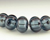 Lampwork Hollow Beads set in Czech glass Denim Blue (5 beads)
