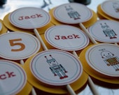 Robot Birthday Party Cupcake Toppers set of 12 by Belleza e Luce