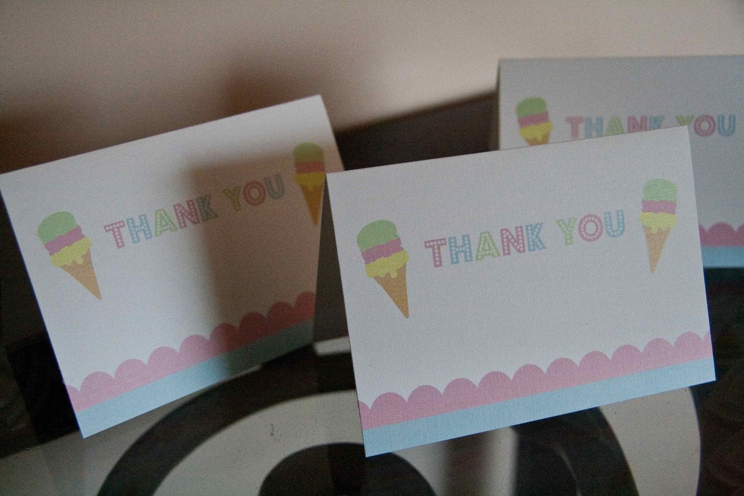Ice Cream Thank You Cards Birthday Party Summer Party set of 10 by Belleza e Luce Il_170x135