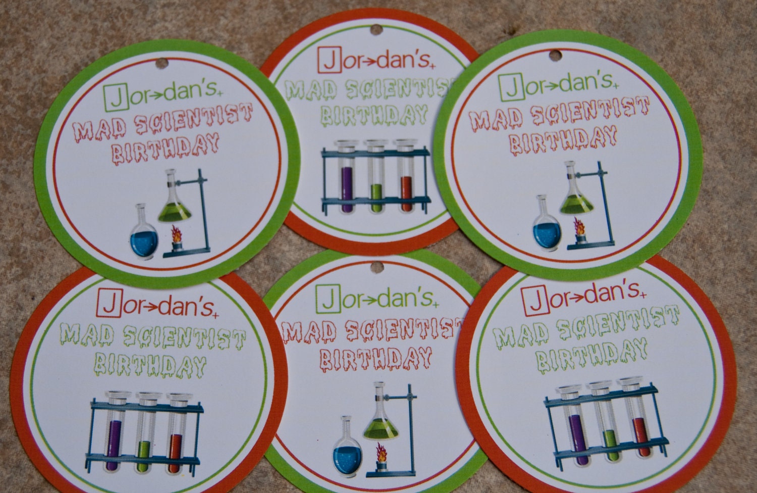 Mad Scientist Chemistry Science Birthday Party Favor Tags set of 12 by Belleza e Luce
