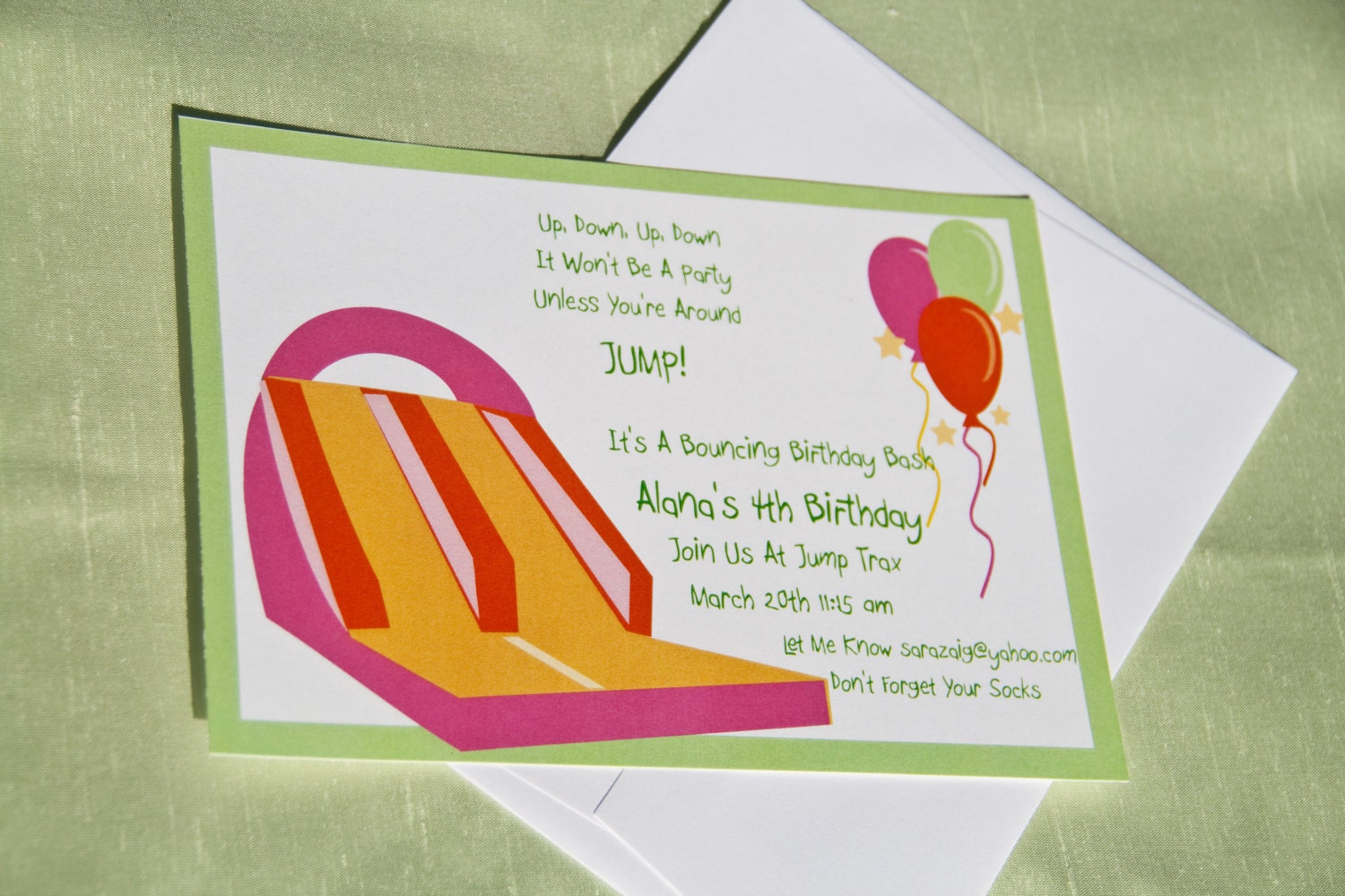 Bounce House Girl Birthday Party Invitations set of 10 by Belleza e Luce Il_170x135