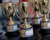 Race Car Party Trophy Favor Stickers Cars Birthday Party set of 32 by Belleza e Luce
