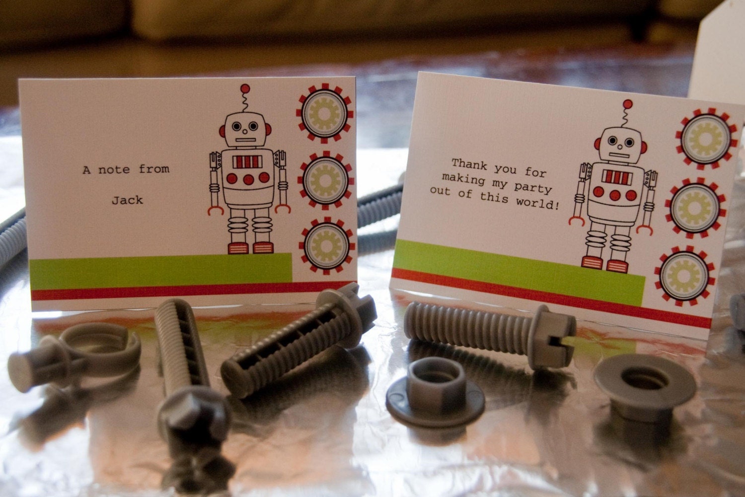 Robot Thank You Cards Notecards Party Thank You set of 10 by Belleza e Luce Il_570xn