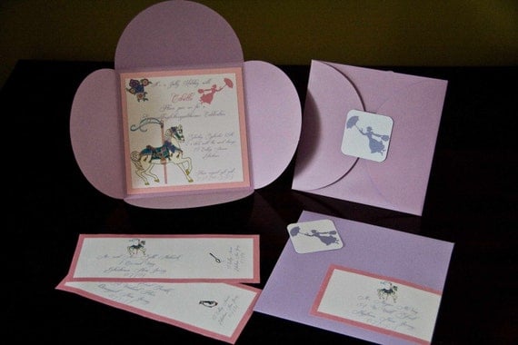 Mary Poppins Birthday Party Invitation Jolly Holiday Pochette Invitation Set of 10 by Belleza e Luce Il_570xn