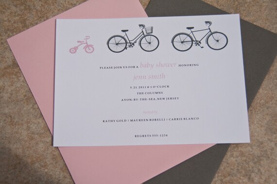 Pink Trike Baby Shower Invitation Birth Announcement Girl Set of 10 by Belleza e Luce Il_570xn