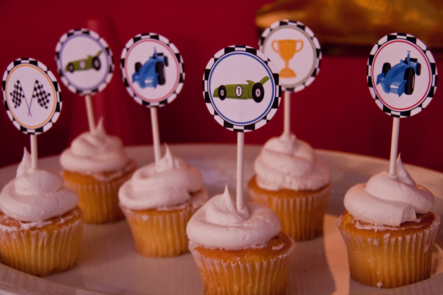 Cars Printable Party Circles Cupcake Toppers Straw Tags by Belleza e Luce Il_570xn