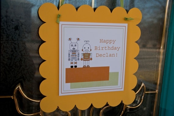 Robot Birthday Party Door Sign: Robot Party Decor Door Sign by Belleza e Luce Il_570xn