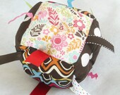 Baby Girl Gift Set - Pink & Brown Jumble Ball Sensory Block Security Blanket