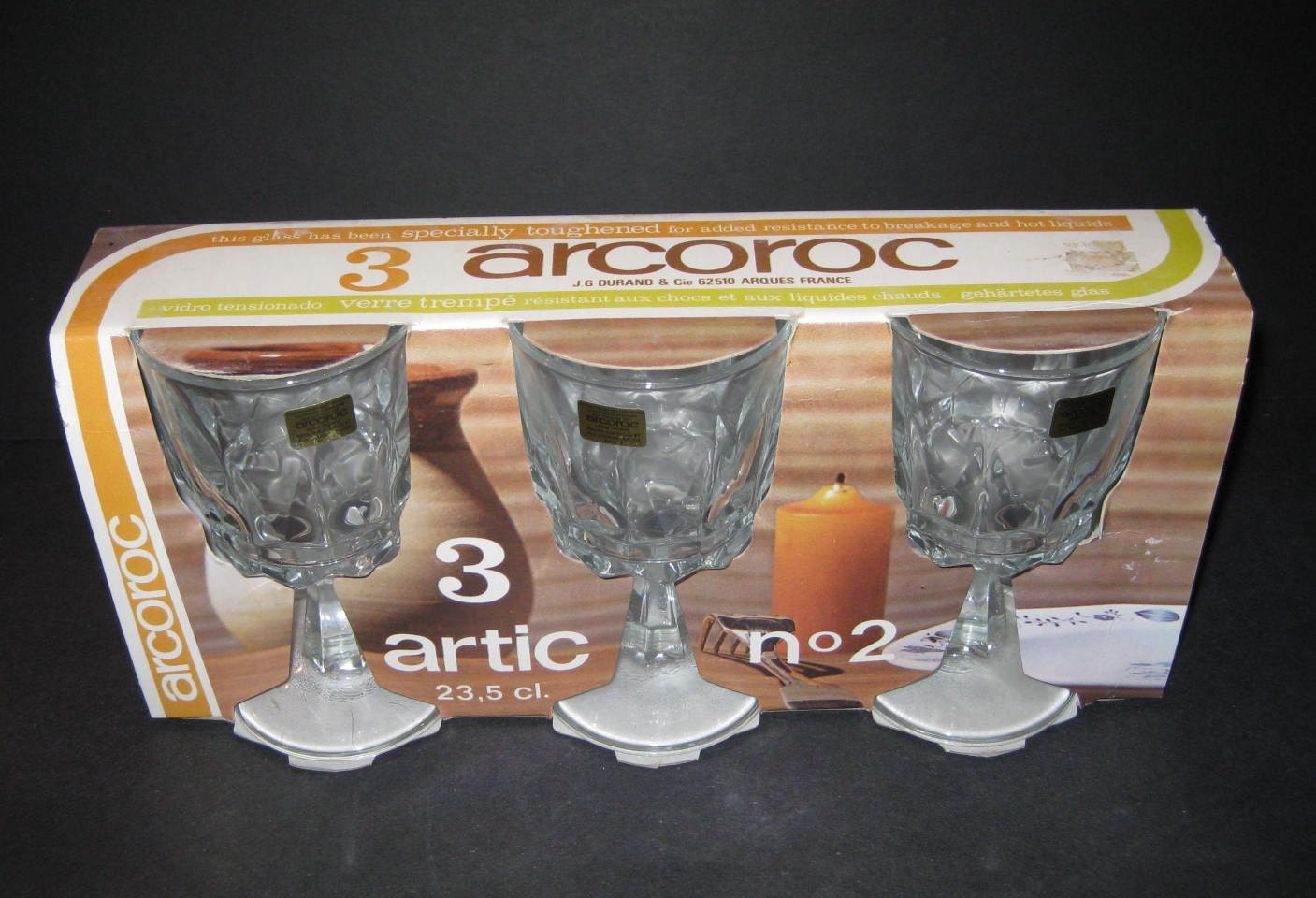 Arcoroc France Artic Stemmed Wine Glasses In Box