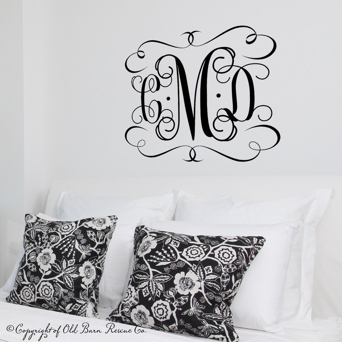 Large Vinyl Monogram Wall Decal Sticker Art Lettering Design