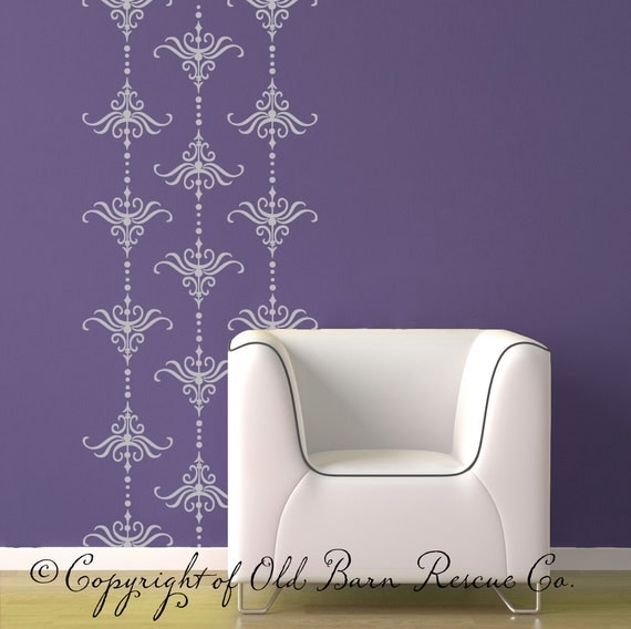 Vintage Style Damask Vinyl Wall Decals - 18